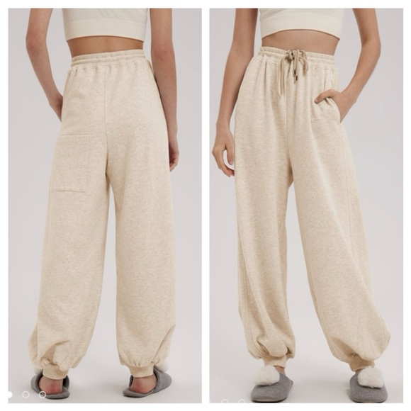 Nap Pants - Nap Loungewear Balloon Leg Jogger Pants Sweatpants Beige size XL